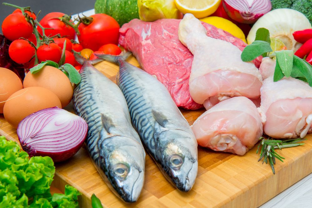 Meat, fish and vegetable