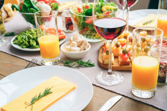 A glass of water and various ingredients